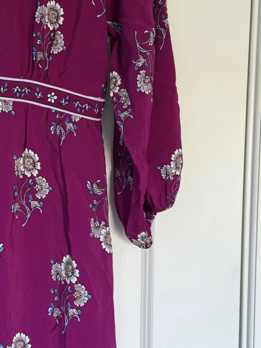 New! Loft Plum Caspia Floral Puff Sleeve Button Midi Dress Size 10 54513 - Picture 5 of 16